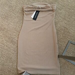 Elegant Strapless Beige Dress